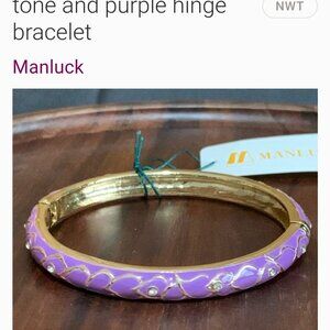 NWT Manluck gold tone and purple hinge bracelet